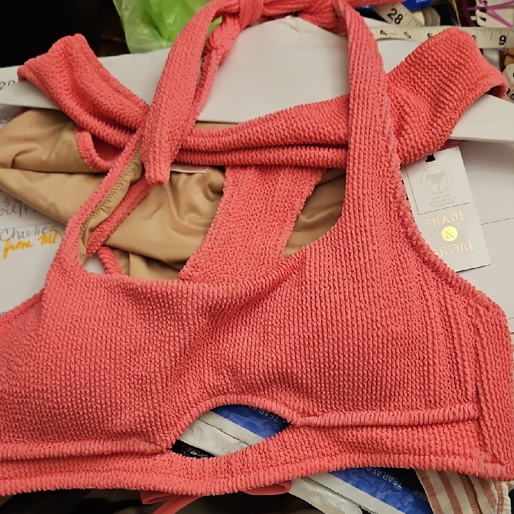 Shade & Shore Textured Pink Bikini Top